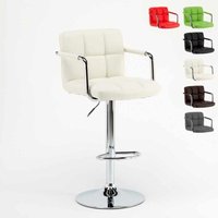 Verstellbarer hoher drehbarer Küchenbarhocker mit Rückenlehne und Armlehnen Las Vegas - Weiß von SUPERSTOOL