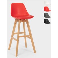 Willis Wood Hoher Hocker mit Kissen, skandinavisches Design für Bar und Küche - Rot Willis Wood Hoher Hocker mit Kissen, skandinavisches Design für Bar und Küche - Rot von SUPERSTOOL