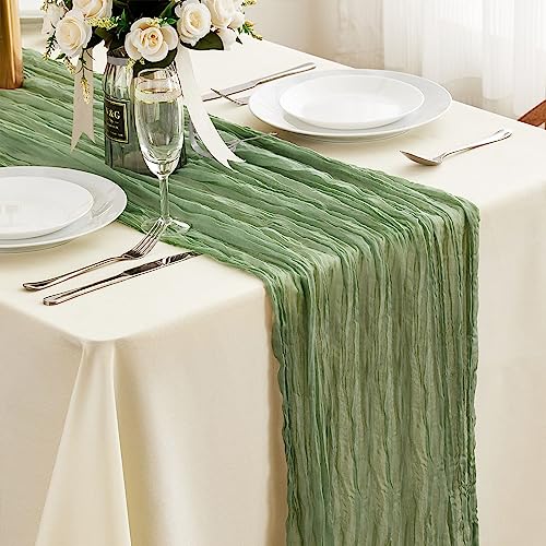 SUPERSUN 2Pcs Tischläufer Seihtuch 400*90cm Boho Tischband Musselin Organza Dekostoff Gaze Käsetuch romantischer halbtransparenter Tischläufer für Hochzeit Dekoration Geburtstagsparty von SUPERSUN