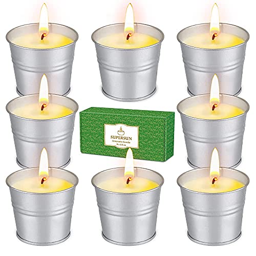 SUPERSUN 8 Citronella Kerze Outdoor, Citronella Sojakerzen 120-180 Brennstunden für Garten, Draußen von SUPERSUN