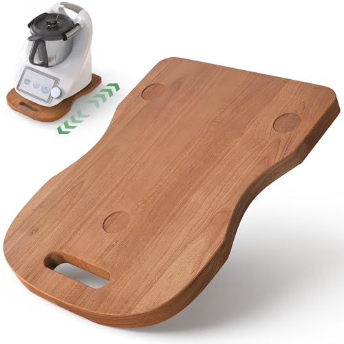 Thermomix Gleitbrett TM6/TM5,Hochwertiges Gleitbrett für Thermomix mit Griff und Doppelkugelgleitern, Leichtes Verschieben, Stabile Konstruktion und Pflegeleichtes Holzbrett aus Eichenholz,Dunkelbraun von SUPERWSLING