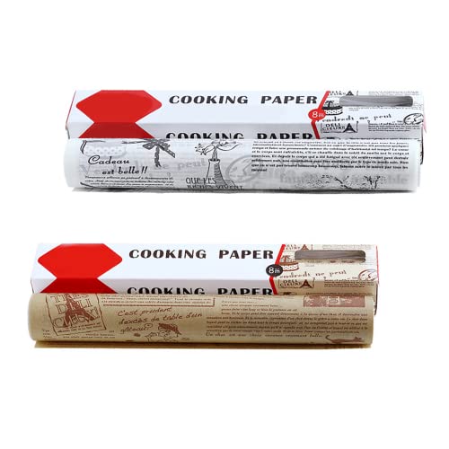SUPGOMAX Backpapier, 2 Rolle 800x30cm Antihaft Papierblätter, Einweg Fettdichtes Papier, Sandwich Wrap Papier, Wachspapier für Küche, Backen von SUPGOMAX