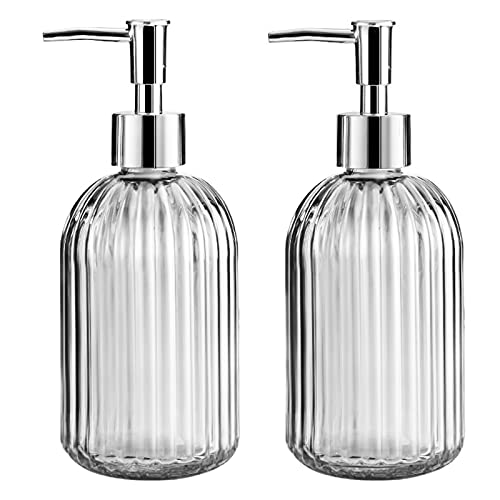 SUPGOMAX Handseife Dispenser, 2pcs Seifenspender Glas mit Pumpe, Retro Pumpspender, Nachfüllbare Spenderflasche für Shampoo, Lotion, Duschgel, Ätherische Öle von SUPGOMAX