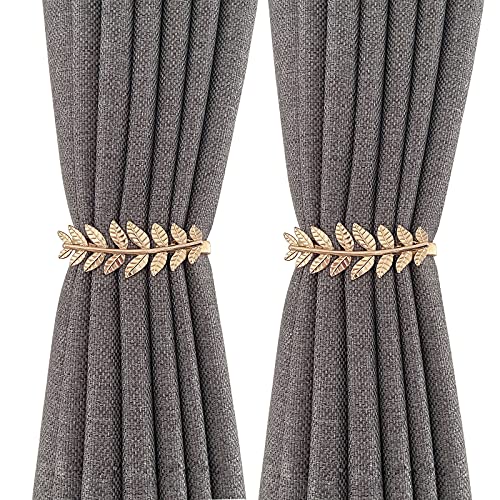 SUPGOMAX Vorhang Halter, 2pcs Schnallen Vorhang Binder Goldene Blätter Raffhalter Tiebacks Vorhang Zugband Gardine Deko Für Salon, Schlafzimmer, Hotel von SUPGOMAX