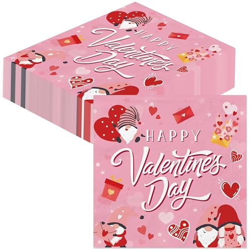 SUPJADE 40Stück Valentinstag Servietten Valentinstag Tischdeko Valentinstag Papierservietten Valentinstag Deko Cocktail Servietten Valentine's Day Serviette Napkins 33x33cm Valentinstag Partyzubehör von SUPJADE