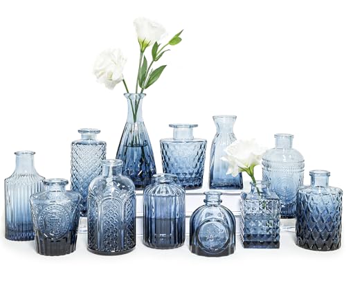 SUPMIND Glasvasen, 12 Stück, kleine Blaue Blumenvasen für Tafelaufsätze, Mini-Vintage-Vase für Hochzeit, Zuhause, Tischdekoration SUPMIND Glasvasen, 12 Stück, kleine Blaue Blumenvasen für Tafelaufsätze, Mini-Vintage-Vase für Hochzeit, Zuhause, Tischdekoration von SUPMIND