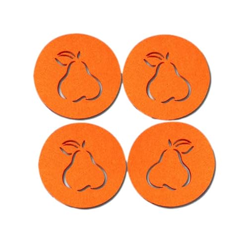 SUPMO Filzuntersetzer Glasuntersetzer rund in bunten Farben mit Obst Motiven (Farbe + Design wählbar), 5mm dick, elegant und auffallend - Untersetzer aus Filz für Getränke Gläser Schalen (8er, Orange) von SUPMO