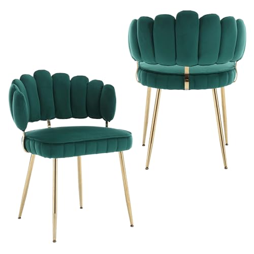 SUPPNEED Akzent Samt Stuhl für Esszimmer Set von 2, Freizeit einzelnen Stuhl mit goldenen Füßen, gepolstert mit Rückenlehne für Wohnzimmer, Esszimmer, Schlafzimmer (Smaragd) von SUPPNEED