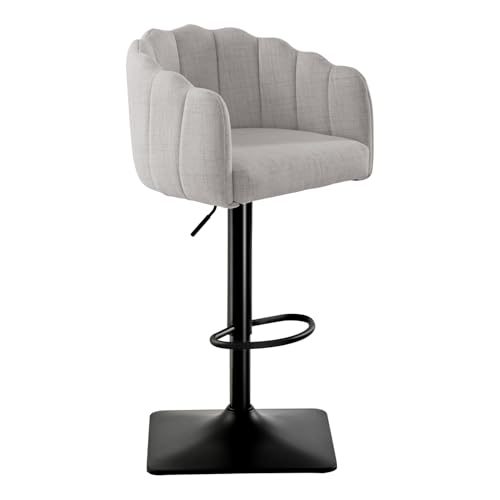 SUPPNEED Barhocker 2er Set mit Lehne, Leinen Bar Stühle Höhenverstellbar, Drehsessel für küchentheke, Barstuhl, Friseurstuhl, Küchenhocker, Esszimmerstühle Drehbar (1, Beige) von SUPPNEED