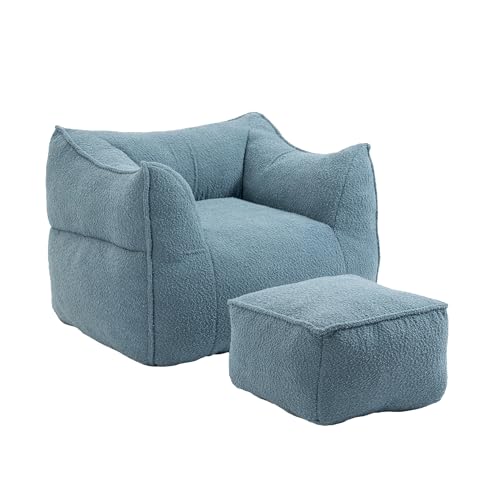 SUPPNEED Indoor Super weiches faules Sofa mit Memory Schwamm Füllung, Moderne Spezial Sitzsack mit Armlehnen, Geeignet für Wohnzimmer und Schlafzimmer (Blau) von SUPPNEED