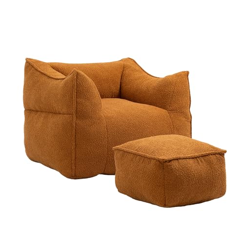 SUPPNEED Indoor Super weiches faules Sofa mit Memory Schwamm Füllung, Moderne Spezial Sitzsack mit Armlehnen, Geeignet für Wohnzimmer und Schlafzimmer (Orange) von SUPPNEED