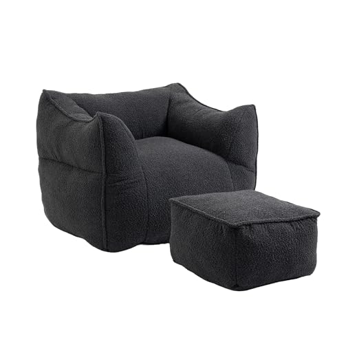 SUPPNEED Indoor Super weiches faules Sofa mit Memory Schwamm Füllung, Moderne Spezial Sitzsack mit Armlehnen, Geeignet für Wohnzimmer und Schlafzimmer (Schwarz) von SUPPNEED