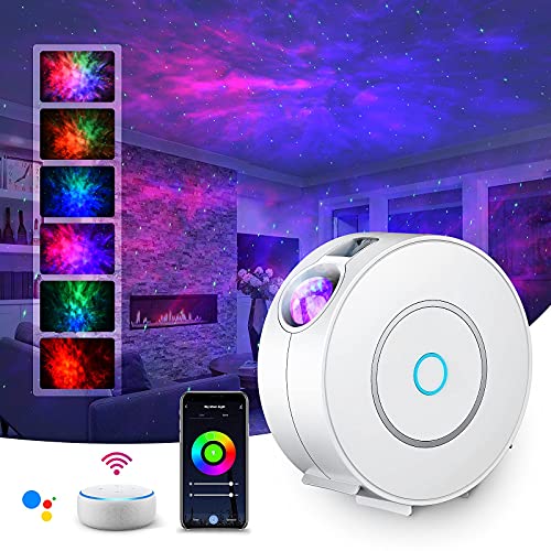 SUPPOU LED WIFI Sternenhimmel Projektor, Smart Nachtlicht 3D Galaxy Sternenprojektor Lampe Kinder Erwachsense mit RG Dimming/Stimmenkontrolle/WiFi Verbindung für Kinder Party Dekoration von SUPPOU