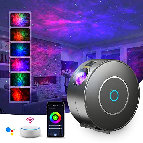 SUPPOU LED Sternenhimmel Projektor, Smart Nachtlicht 3D Galaxy Sternenprojektor Lampe Kinder Erwachsense mit RG Dimming/WiFi Verbindung/App-/Sprachsteuerung für Kinder Party Dekoration(Grau) von SUPPOU