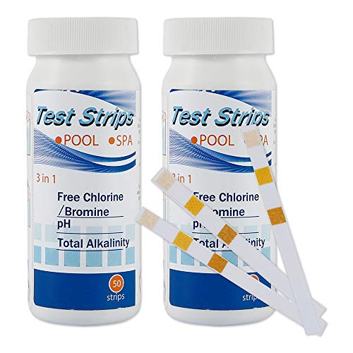 100 Stück Teststreifen 3 In 1 Pool Poolwasser Teststreifen, Genauer Chemischer Tester, Wassertest, Freies Chlor Brom Gesamtalkalität, Wasserhärte für Spa PH-Wert Pool (100) von SUPPUIMNT