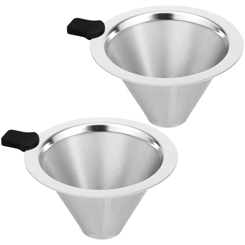 2 Stück Kaffeefilter, Edelstahl Fine Mesh Doppelschichtkegelkaffee Sieb Kaffeemaschinenfilter Wiederverwendbarer Tropfkaffeeaufsatz Papierlose Permanent Kaffeesiebe Handfilter für Zuhause Büro Reisen 2 Stück Kaffeefilter, Edelstahl Fine Mesh Doppelschichtkegelkaffee Sieb Kaffeemaschinenfilter Wiederverwendbarer Tropfkaffeeaufsatz Papierlose Permanent Kaffeesiebe Handfilter für Zuhause Büro Reisen von SUPPUIMNT