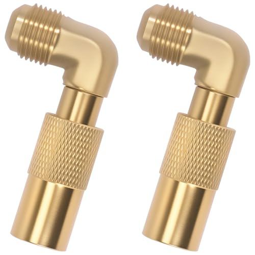 2 Stück Propan Winkeladapter, Niederdruck Ellbogenadapter Messing 3/8 Zoll Flare RV Propanadapter Kompatibel mit 17 22 Zoll Tischtisch Camping Gittergrill Winkeladapter Grill Adapter für von SUPPUIMNT