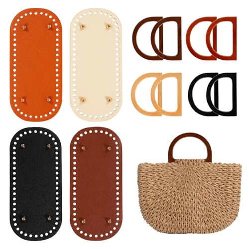 4 Stück Taschenboden Kunstleder, PU Lederbeutel Basis mit Löchern Ovaler Häkelbeutelboden mit 8 Stcs D Form Geldbeutel Griffe Wiederverwendbarer Geldbeutelboden für Handtasche Strickbeutel DIY Zubehör 4 Stück Taschenboden Kunstleder, PU Lederbeutel Basis mit Löchern Ovaler Häkelbeutelboden mit 8 Stcs D Form Geldbeutel Griffe Wiederverwendbarer Geldbeutelboden für Handtasche Strickbeutel DIY Zubehör von SUPPUIMNT