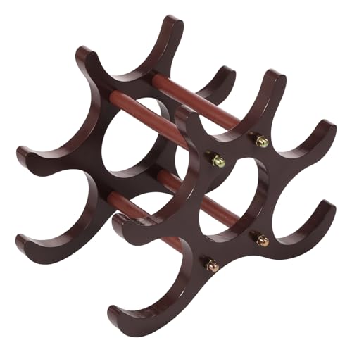 Flaschenregal aus Holz, für 6 Handelsübliche Flaschen Hölzerne Weinregal Stabile Unterstützung für Weinhalter Braun Erweiterbar Stapelbar Getränkeschrank Getränkeaufbewahrung Bottle Organizer von SUPPUIMNT