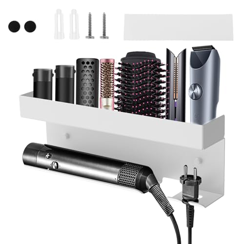 Föhnhalter Wand Ohne Bohren, Haartrocknerhalter Wandhalterung Föhn Halterung Luftfahrtaluminium Dediziertem Steckschlitz Dual Layer Dicked Haarwerkzeug Organizer für Haushaltsfrisur Badezimmer(weiß) Föhnhalter Wand Ohne Bohren, Haartrocknerhalter Wandhalterung Föhn Halterung Luftfahrtaluminium Dediziertem Steckschlitz Dual Layer Dicked Haarwerkzeug Organizer für Haushaltsfrisur Badezimmer(weiß) von SUPPUIMNT