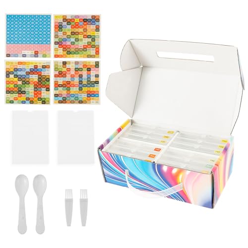 SUPPUIMNT 48/12 Fächer Painting Zubehör, Samen Aufbewahrung Diamond Art Storage Container mit Deckel Löffel Pinsel Art Accessoire Box Paket für Diamanten, Perlen und anderes DIY Zubehör(12PC) von SUPPUIMNT