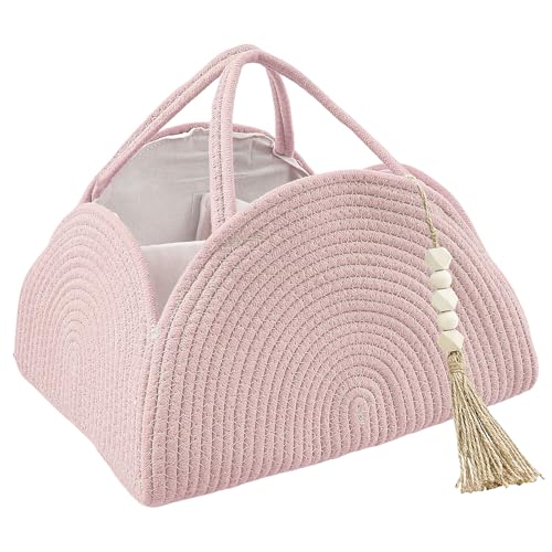 SUPPUIMNT Baby Windel Caddy Korb, Wickeltasche Organizer Wickeltasche Tragbarer Wickelorganizer mit Griffen Multifunktionale Windeln Aufbewahrungsbox Geschenke für Neugeborene(Rosa) von SUPPUIMNT