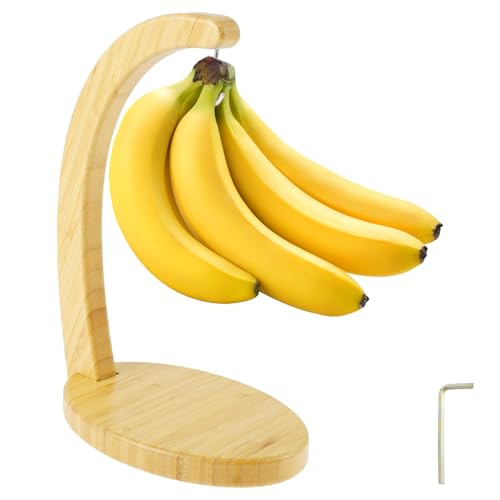 SUPPUIMNT Bananenhalter Ständer, Bananenbaumhalter Holz Bananenhalter Ständer Rack Obst Ausstellen Aufbewahrungshaken Bananenaufhänger für die Aufbewahrung von Obst zu Hause Kitchen Desktop Dekor von SUPPUIMNT