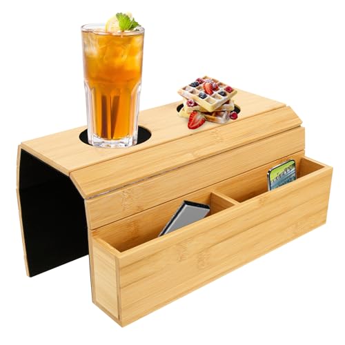 Sofa Tablett, Flexibles Sofatablett Natural Bambussofa Arm mit Tassenmatten Faltbare Couch Armlehnentablett Mehrzwecksofa Armlehnen Organizer für Getränke Snacks Fernbedienungsmagazin Handy Buch Sofa Tablett, Flexibles Sofatablett Natural Bambussofa Arm mit Tassenmatten Faltbare Couch Armlehnentablett Mehrzwecksofa Armlehnen Organizer für Getränke Snacks Fernbedienungsmagazin Handy Buch von SUPPUIMNT