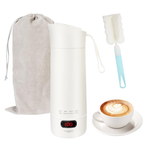 5 in 1 Elektrischer Tragbarer Schnelles Kochwasse Wasserkocher,400 ml Mini Reisewasserkocher,304 Stainless Steel LinerBPA-freier - mit Temperatureinstellung,Automatische Abschaltung,For Tee, Kaffee von SUPRBIRD