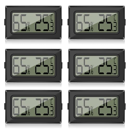 Digital Thermometer Hygrometer, Mini LCD Temperatur Luftfeuchtigkeitsmesser Innen, Temperaturmesser Feuchtigkeitsmesser für Zuhause Büro Gewächshaus Kühlschrank Autos (6 Stück) von SUPRBIRD