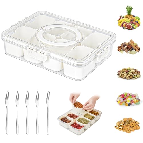 SUPRBIRD Snackschale mit Deckel, Snackteller mit Deckel, Snackschale mit Transparentem Deckel, Plastik Snackbox Obstteller aus Kunststoff, Snackschale für SüßIgkeiten Candy Veggie Keks Nüsse Obst von SUPRBIRD