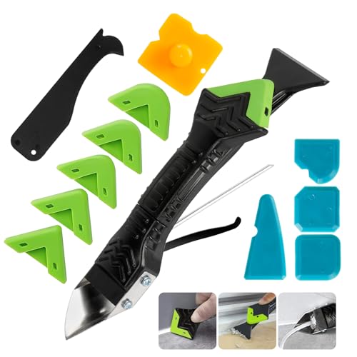 Silikonentferner Werkzeug Set, 5 in 1 Silikon Abzieher Werkzeug Set, mit 6 Auswechselbar Silikonpads, 4 Fugenglätter, ​1 Dichtungsabdeckung, für Küche Bad Boden Spüle Fenster Abdichtung von SUPRBIRD