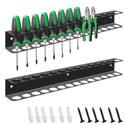 SUPRBIRD Zangenhalter Wandhalterung 2er Set, 14 Löcher Werkzeughalter Wand,Zangenschlüssel Organizer,Schraubendreher Halterung mit Expansionsrohren, Werkzeug Halter für Garage, Werkstatt, Werkbank von SUPRBIRD