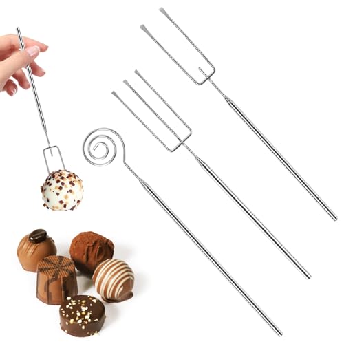 3 Stück Schokolade Pralinengabel,Pralinengabel Set,Edelstahl Schokolade Pralinen Besteck,DIY Schokolade Gabel Für Candy Fondue Gabel Grillgabel Backzubehör von SUPRROW