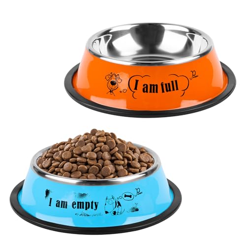 Hundenapf,2 Stück Edelstahl-Haustiernäpfe, Dog Bowl Mit Rutschfesten Fressnapf Hund Für Katzen Oder Kleine Mittlere Hunde Hundeschüssel 400ML von SUPRROW