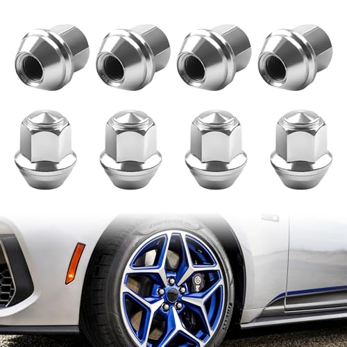 8 Stück Universal Radmutter,Radmuttern M12x1,5,Chrom Schrauben Kappen,Exzellenz Satz Legierung Radmuttern,Geschlossen Kegelbund 60°,für Ford, Toyota,Fusion (Silber) von SUPRROW