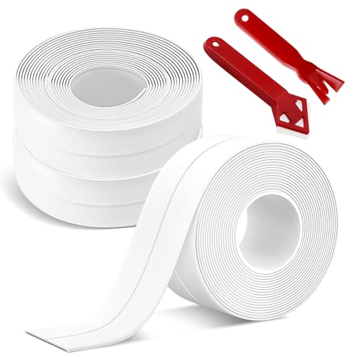 SUPRROW 3 Rollen Dichtungsband Selbstklebend,Wasserdicht Dichtungsband Set,Fugendichtungsband,Dichtungsband Dusche mit 2 Dichtungswerkzeugen für Badezimmer,Küche,Bad,Ecke(38 mm x 3,2 m) von SUPRROW