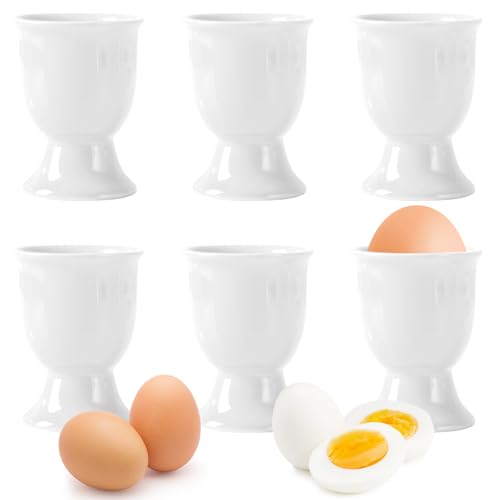 SUPRROW Eierbecher im 6er Stück Set,Eierhalter Eierständer Porzellan aus Keramik,für Das Weiche Oder Harte Frühstücksei Beim Brunch & Buffet Weiße von SUPRROW