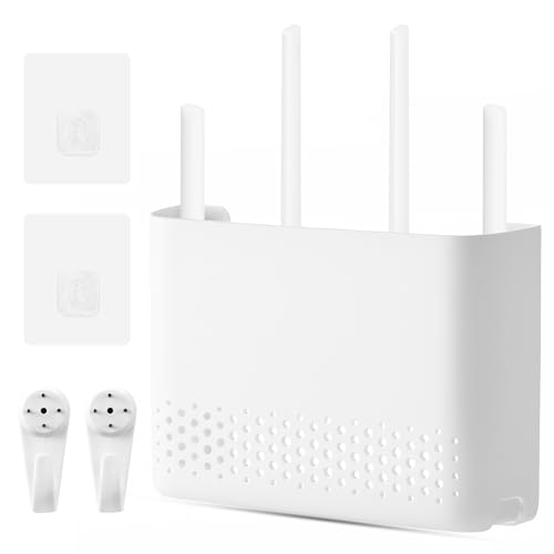 SUPRROW Router Schrank Router Verstecken,WiFi Router Aufbewahrungsbox Regal Wand,TV Kabel Verstecken Wand Regal,WLAN WandbehäNge Weiß 25.6 * 17 * 5.4cm von SUPRROW