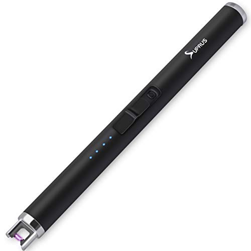 SUPRUS Lichtbogen Eletorot Elektronisch Feuerzeug Stabfeuerzeug Triple-SICHERHEITS USB Aufladbares Plasma Feuerzeug Tragbare Winddichte Flammenlose Schwarz von SUPRUS