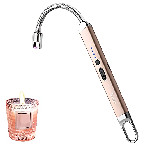 SUPRUS Feuerzeug wiederaufladbar USB Lichtbogen elektrisches Feuerzeug Kerzenanzünder für Camping Kochen (Gold) von SUPRUS