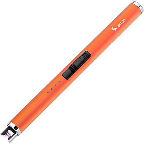 SUPRUS Lichtbogen Feuerzeug Elektronisch Feuerzeug Stabfeuerzeug Triple-SICHERHEITS USB Aufladbares Plasma (Orange) von SUPRUS