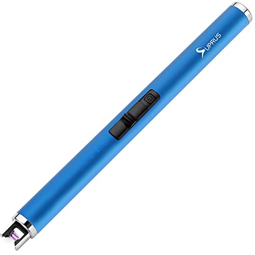 SUPRUS Lichtbogen Feuerzeug Elektronisch Feuerzeug Stabfeuerzeug Triple-SICHERHEITS USB Aufladbares Plasma (blau) von SUPRUS