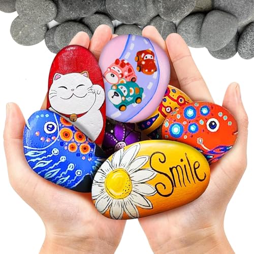 SUPTIDY 15 PCS Felsen für Malerei, 1.6-2.8 Zoll natürliche Flusssteine für Handwerk, flache glatte Kieselsteine für Kunst, Mandala, Freundlichkeit, DIY, Garten Dekoration SUPTIDY 15 PCS Felsen für Malerei, 1.6-2.8 Zoll natürliche Flusssteine für Handwerk, flache glatte Kieselsteine für Kunst, Mandala, Freundlichkeit, DIY, Garten Dekoration von SUPTIDY