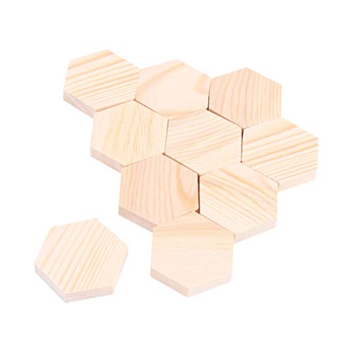 Supvox 10 Stücke Holz Hexagon Formen Unfertigen Holz Ausschnitt Formen Scheiben Leere Holzverzierungen für Handwerk Malerei Scrapbooking Größe 1 von Supvox