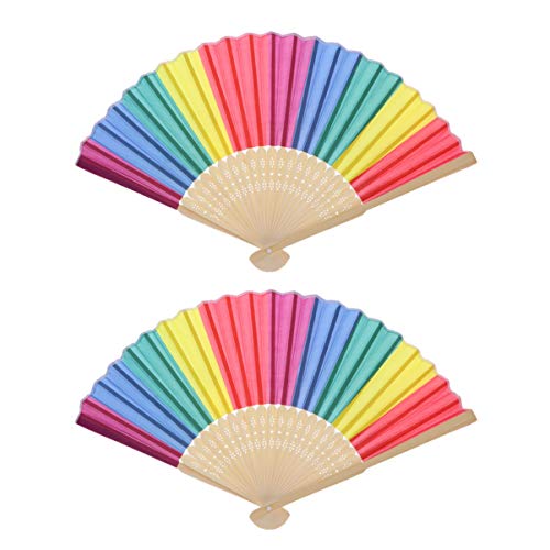 SUPVOX 2 Bambbo Regenbogen-Fächer, faltbar, Handfächer, Regenbogen-Thema, Party-Geschenke, Geschenke, Rainbow Gay Pride LGBT-Fans 21 cm von Supvox