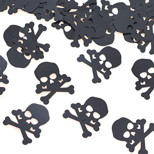 SUPVOX 60g Schwarz Piratenkopf-Konfetti-Dekoration für Halloween, Partys, besondere Anlässe, coole Gefahrenzeichen, Tischstreuer (schwarzer Totenkopf) von Supvox