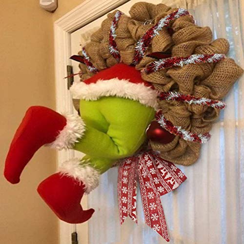 Grinch Kranz,Weihnachtskranz,Weihnachten Weihnachtsdeko Kranz Deko,Wie der Grinch den Weihnachtskranz aus Sackleinen Gestohlen Hat, Türkranz Grinch Deko Grinch Kranz,Weihnachtskranz,Weihnachten Weihnachtsdeko Kranz Deko,Wie der Grinch den Weihnachtskranz aus Sackleinen Gestohlen Hat, Türkranz Grinch Deko von SUPYINI
