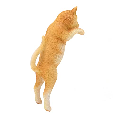 Katzenfigur Welpen, neugierige orangefarbene Katze, exquisite Details, krabbelnde lebendige Farben, langlebiges Harz, gelbe Katzenstatue Büro, Garten von SUPYINI