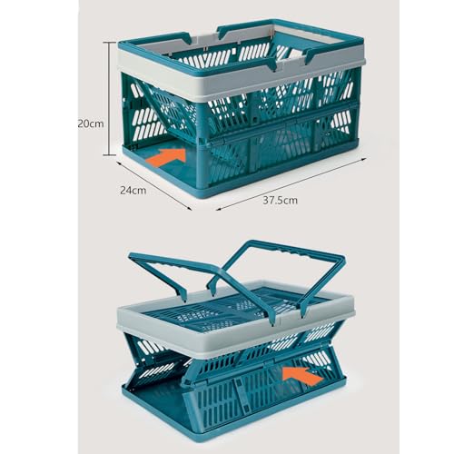 Klappkörbe mit Großer Kapazitätsklapper, Tragbarer Autokorb, Tragbarer Plastik -Außenkorb für das Reisen, Leichtes Picknick mit Griff (Blau mit Grau) von SUPYINI